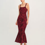 Red Floral Sleeveless Maxi Dress