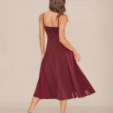 Wine Red Slip A-Line Midi Dress