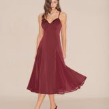 Wine Red Slip A-Line Midi Dress