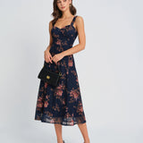 Blue Floral Slip Midi Dress