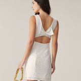 White Lace Backless Mini Dress
