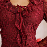 Red Floral Ruffle Mini Dress