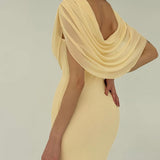 Yellow Cowl Neck Sleeveless Maxi Dress
