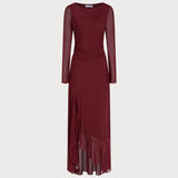 Red Boat Neck Maxi Dress