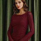 Red Boat Neck Maxi Dress