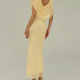Yellow Cowl Neck Sleeveless Maxi Dress