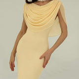 Yellow Cowl Neck Sleeveless Maxi Dress