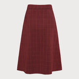 Red Plaid A-Line Midi Skirt