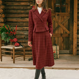 Red Plaid A-Line Midi Skirt