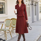 Red Plaid A-Line Midi Skirt