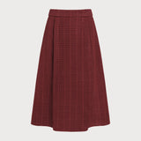 Red Plaid A-Line Midi Skirt