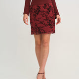 Wine Red Elastic Waist Floral Mini Skirt
