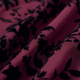 Wine Red Elastic Waist Floral Mini Skirt