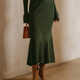 Green Knit Mermaid Midi Skirt