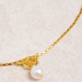 Gold Faux Pearl Snake Necklace