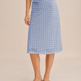 Blue Polka Dot Splicing A-Line Skirt