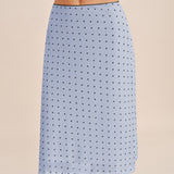 Blue Polka Dot Splicing A-Line Skirt