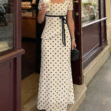 Apricot Square Neck Polka Dot Two-Piece Set