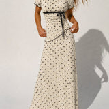 Apricot Square Neck Polka Dot Two-Piece Set