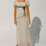 Apricot Square Neck Polka Dot Two-Piece Set