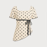 Apricot Square Neck Polka Dot Two-Piece Set