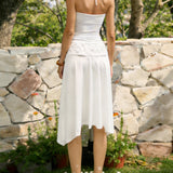 White Splicing Two-Piece Skirt Set