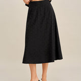 Black Embroidery Midi Skirt