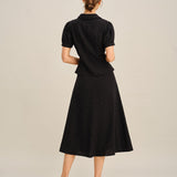 Black Embroidery Midi Skirt