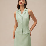 Green Solid A-Line Mini Skirt