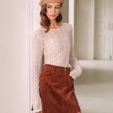 Brown Retro Corduroy A-Line Mini Skirt