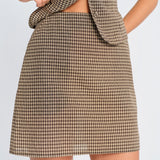Brown Plaid Mini Skirt