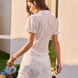 White Ruffle A-Line Mini Skirt