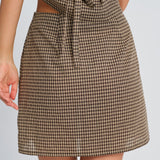 Brown Plaid Mini Skirt