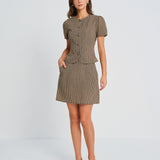 Brown Plaid Mini Skirt