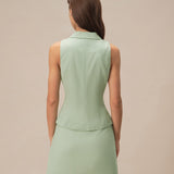 Green Solid A-Line Mini Skirt