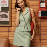 Green Solid A-Line Mini Skirt
