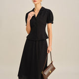 Black Embroidery Midi Skirt