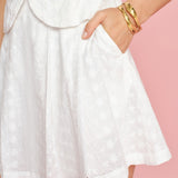 White Embroidery Pockets Mini Skirt