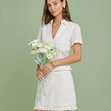 White Ruffle A-Line Mini Skirt