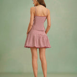 Red Plaid Ruched Mini Skirt