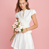 White Embroidery Pockets Mini Skirt