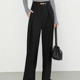 Black Natural Waisted Straight Pants
