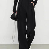 Black Natural Waisted Straight Pants