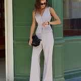 Grey Flared Pocket Casual Pants