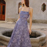 Blue Jacquard Slip Maxi Dress