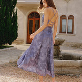 Blue Jacquard Slip Maxi Dress