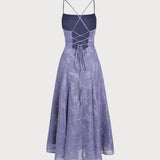 Blue Jacquard Slip Maxi Dress