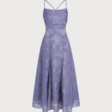 Blue Jacquard Slip Maxi Dress