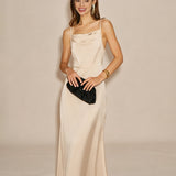 Apricot Sleeveless Zipper Tie Maxi Dress