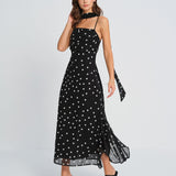 Black Polka Dot Slip Maxi Dress